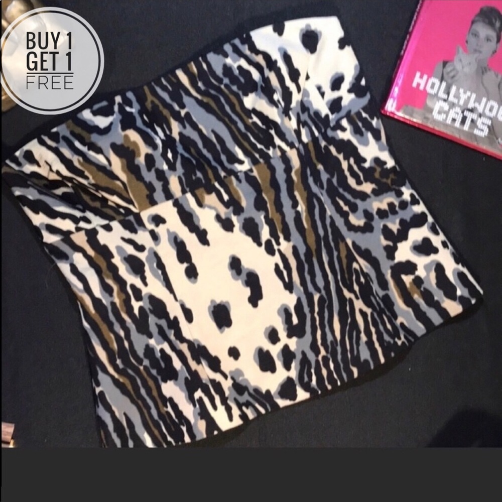 Trina Turk Black/Tan Animal Print Bustier Size 4